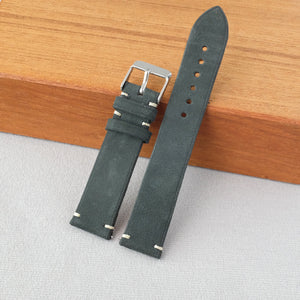 Handmade Uniform Green Crazy Horse Side-Stitch Strap